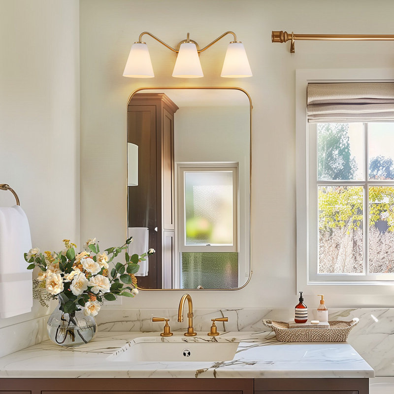 Elegant 3-Light Tapered Glass Vanity Light