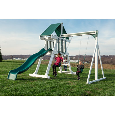YardCraft Pine Swing Set with Swing(s) , 1 Slide(s)