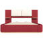 Grand lit plateforme tapissier avec panneau, cadre de lit plateforme avec coins arrondis doux anti-collision, stable et solide, aucun sommier tapissier requis, assemblage facile, rouge-129437099-129437098