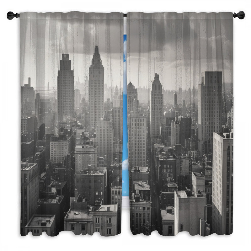 Rideaux de fenêtre New York City Skyline, 20 po x 80 po - 2 panneaux, Obscurcissement de chambre