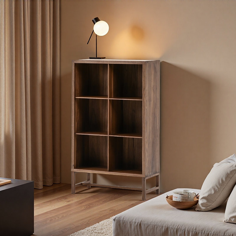 Bibliothèque à grande capacité en bois massif, (3 tablettes) H 50,39 po x l 29,53 po x P 12,99 po, Brun