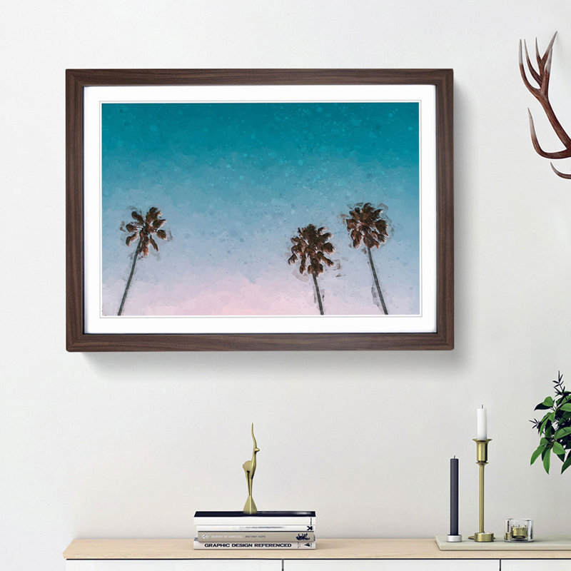 Palm Trees in Sydney Australia in Abstract - Picture Frame Graphic Art Print, Walnut Framed, 36cm H x 48cm W x 2cm D