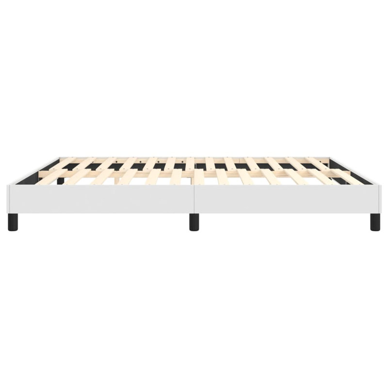 Box Spring Bed Frame White King Faux Leather , White, King
