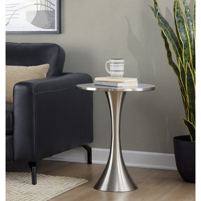 Table d'appoint en métal et nickel brossé