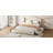 Upholstered Platform Bed With Wingback Headboard, One Twin Trundle And 2 Drawers, No Box Spring Needed, Linen Fabric, Queen Size-1488182401