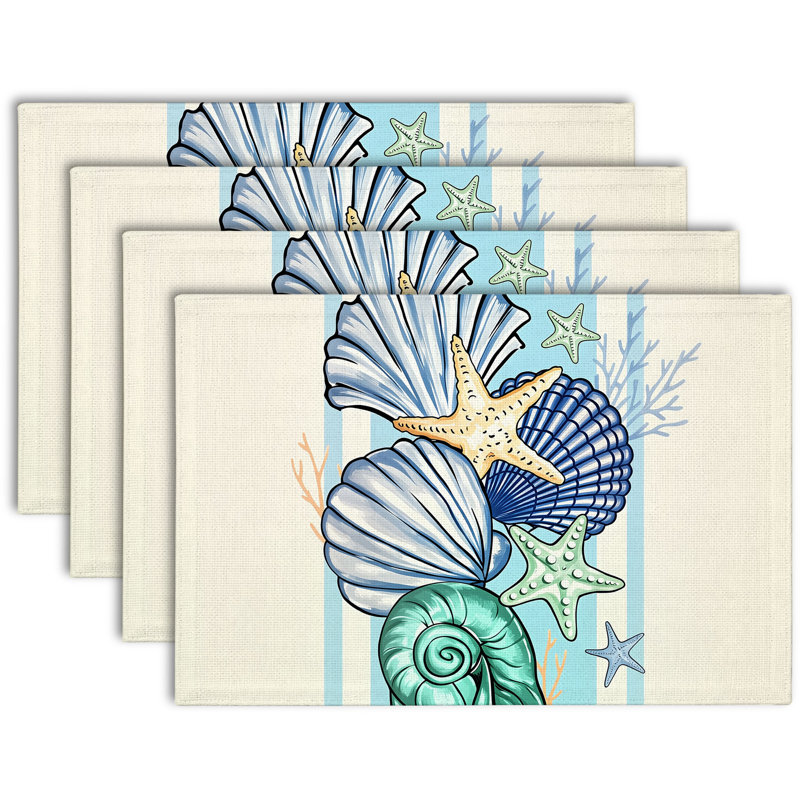 4-Piece Polyester Rectangle Dining Table Placemat