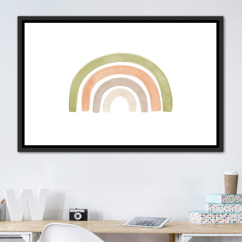 Aquarelle arc-en-ciel I - impression, Toile avec cadre noir patiné, Pas de tapis, H 40 po x l 60 po x 1,5 po