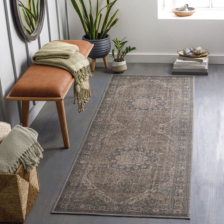 Bria Machine Washable Oriental Dusty Sage/Olive Area Rug