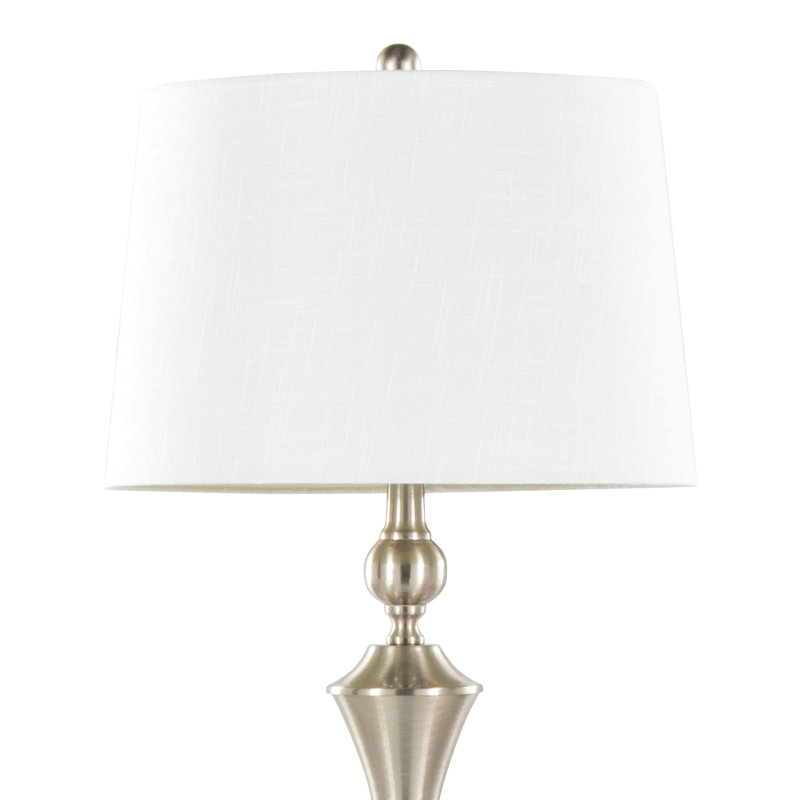 Flint 30" Contemporary Metal Table Lamp With Textured Slub Linen Shade And Built-In Usb Port From Grandview Gallery - Set Of 2