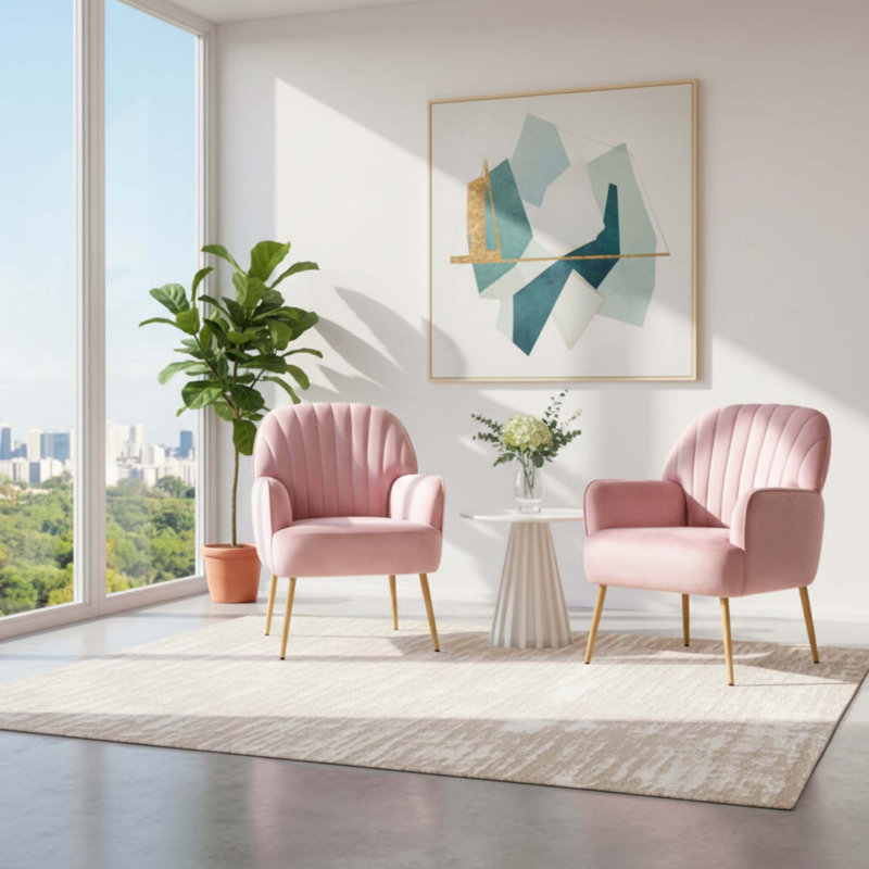 Fauteuil d'appoint en velours, Rose