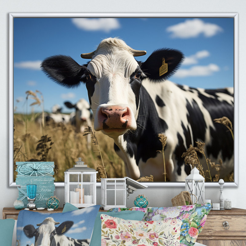 Cow Majestic II - Animals Canvas Prints, H 24 po x l 32 po x P 1 po, Cadre flottant blanc