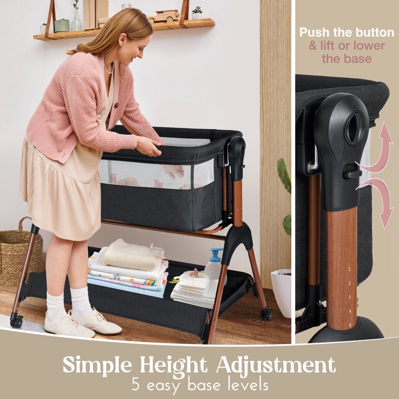 Bedside Cot with Mattress and Stand