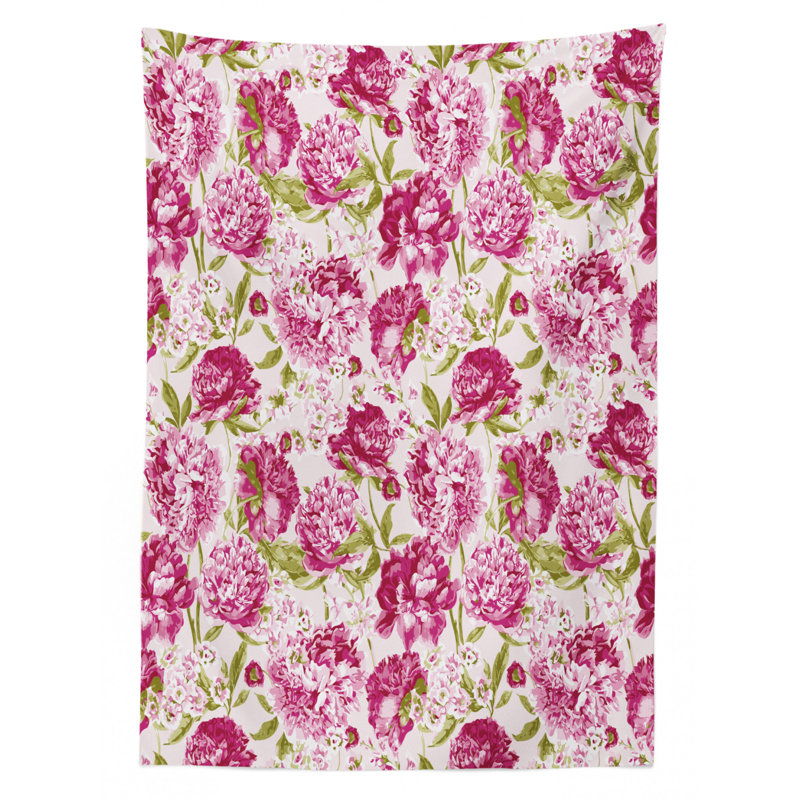 Flowers Dining Room Kitchen Tablecloth, 84" L x 60" W