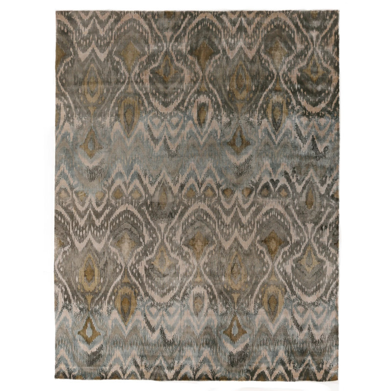Koda Damask Area Rug in Gray, Rectangle 8' x 10'