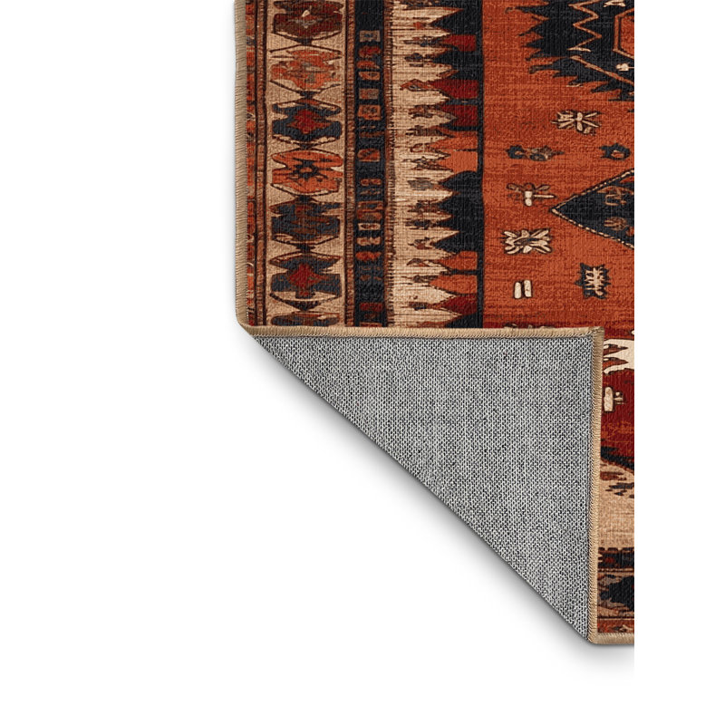 Tapis brun turc lavable à la machine, Carré 4 pi