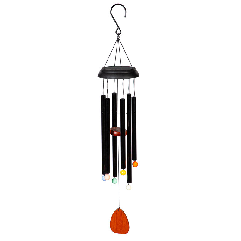Carillon solaire à commande vocale, 33 po, Noir, noir, noir, noir