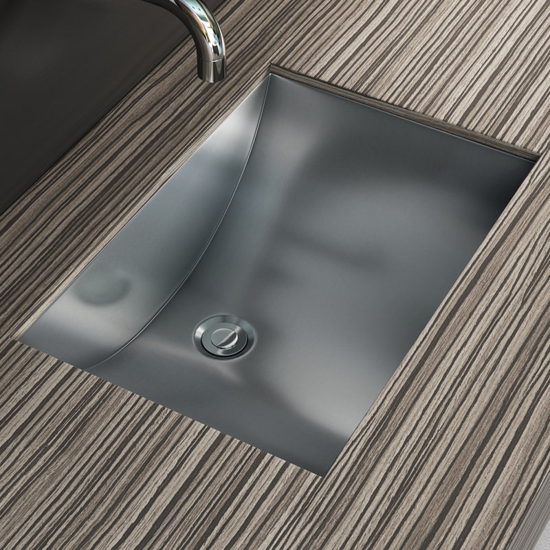 Cantrio MS-012 21 inch 18-Gauge 304 Stainless Steel Rectangular Undermount Utility Bathroom Sink in Brushed Steel