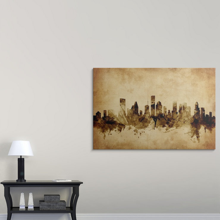 «Francy Houston Texas Skyline» par Michael Tompsett, impression de Michael Tompsett, H 16 po x l 24 po x P 1,5 po, Toile