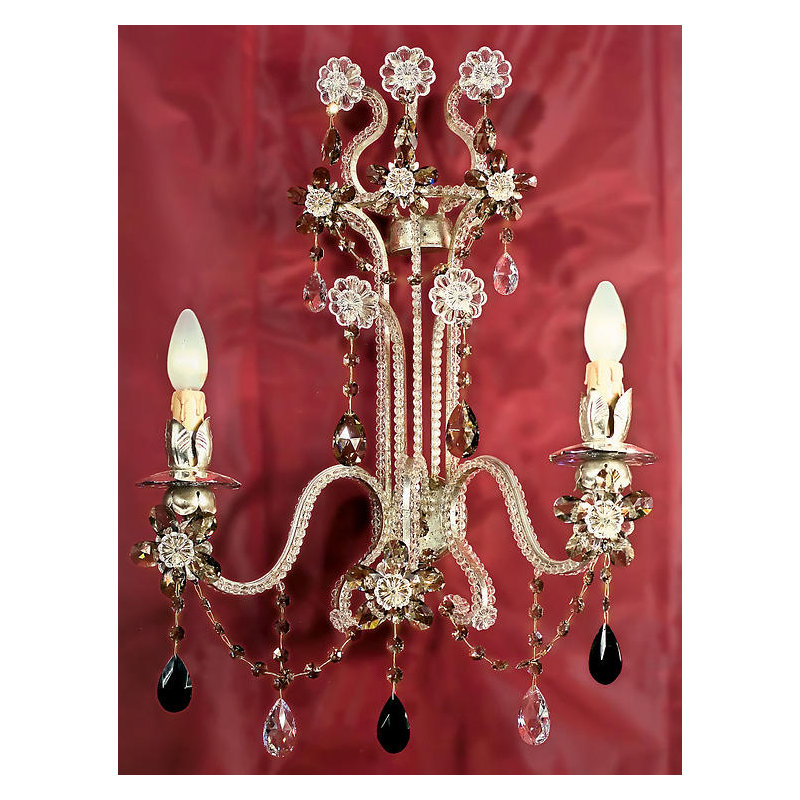 2 - Light Gold Candle Wall Light, Bohemian
