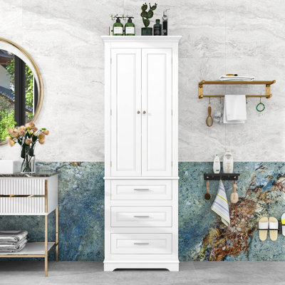 Wood Bathroom Cabinet with Three Drawers