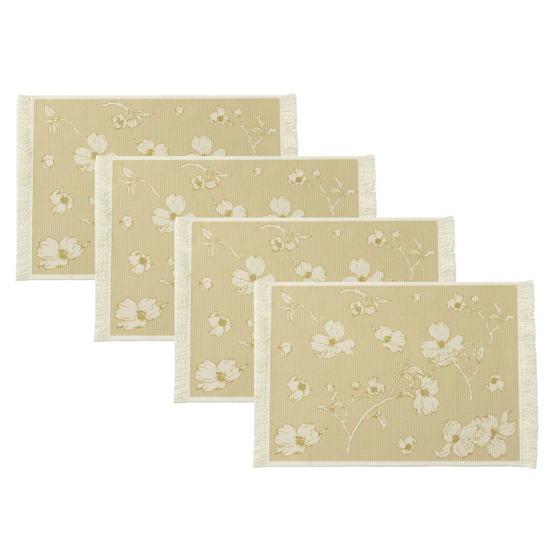 Luftar Polyester Blend Floral Rectangle Placemat, Yellow