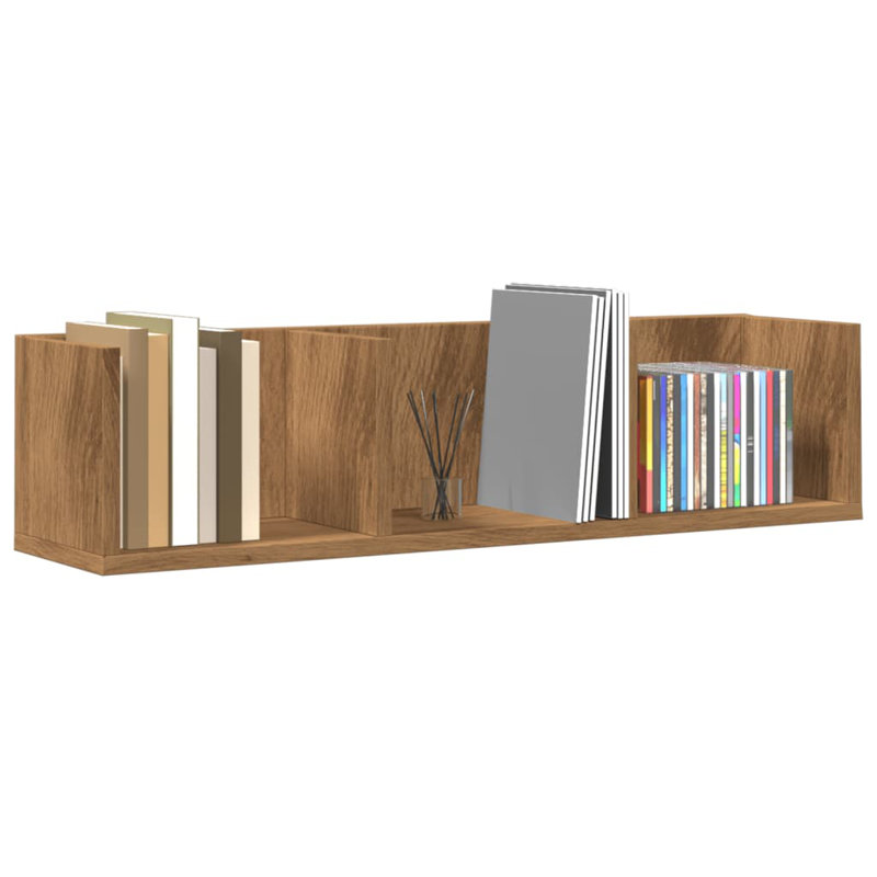 vidaXL Wall Shelf Floating Display Wall Mounted Shelf for Book Engineered Wood, Artisan Oak