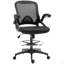 Chaise de dessinateur en filet, chaise de bureau haute avec support lombaire, accoudoirs rabattables, repose-pieds et hauteur de siège réglable