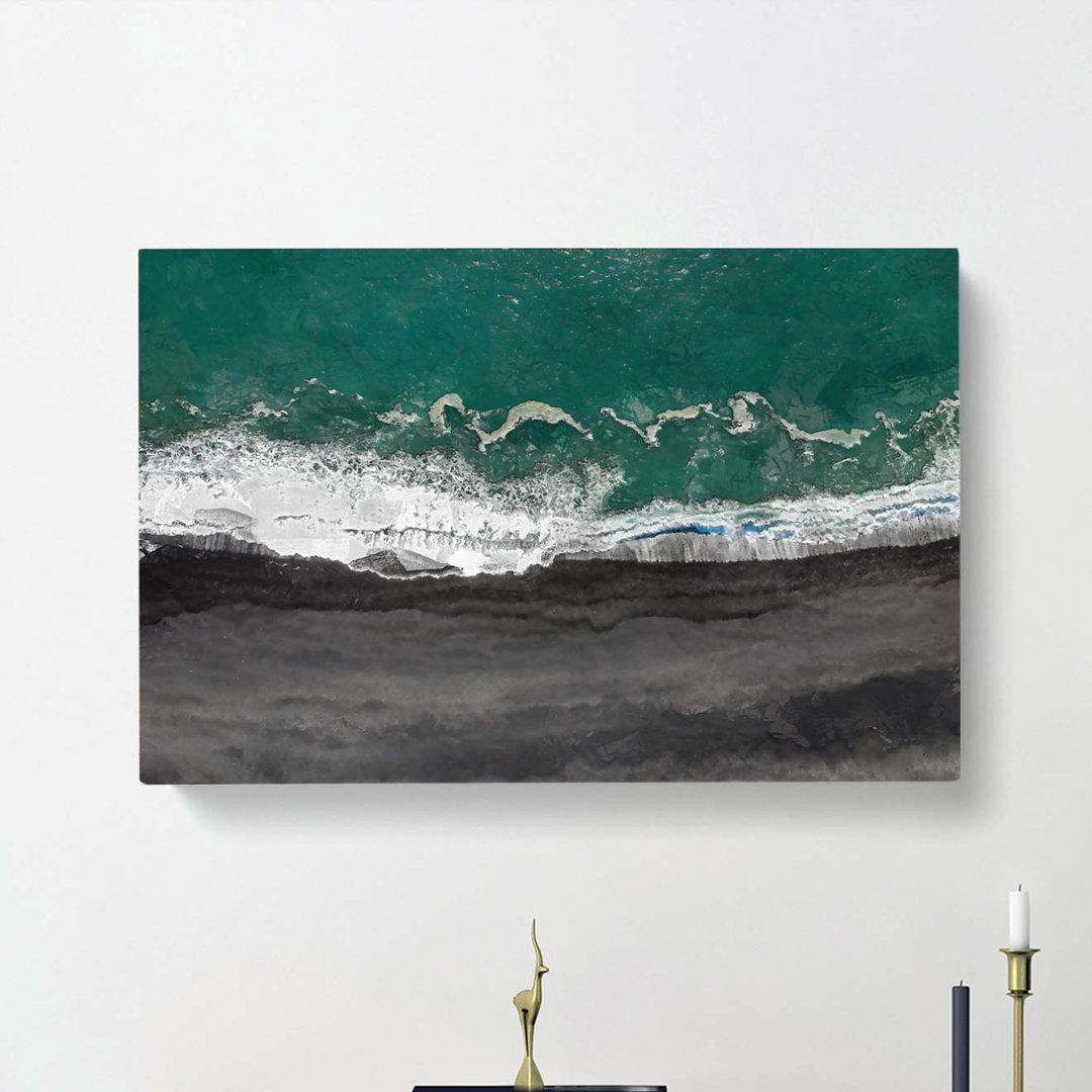 Above The Black Sand Beach In Iceland - Wrapped Canvas