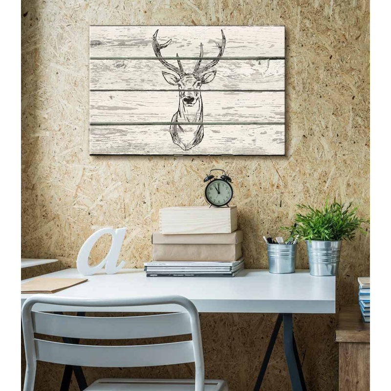 Reproduction d'art animaux, cerf cerf et bois, H 16 po x l 24 po