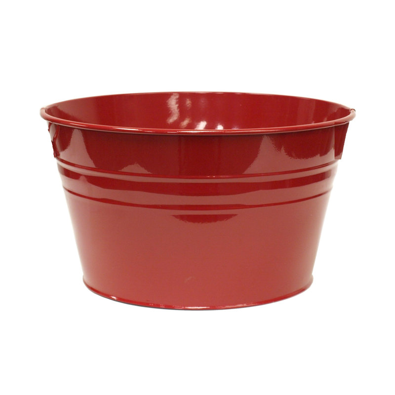 Pot à fleurs en acier galvanisé émaillé, Rouge