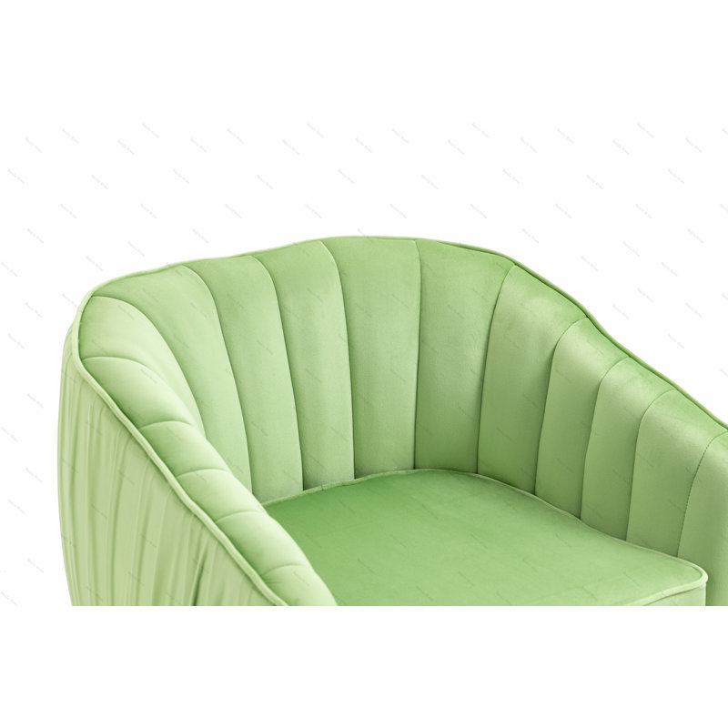 Fauteuil d'appoint avec repose-pieds, Velours vert gazon