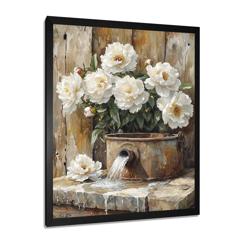 Barbery - Floral Wall Art Living Room, H 20 po x l 12 po, Reproduction encadrée d'une seule photo, Noir, noir, noir, noir