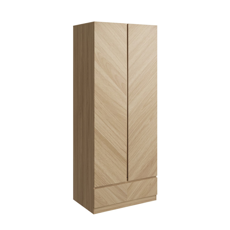 Kascha 2 Door Manufactured Wood Wardrobe, Oak