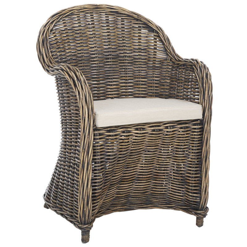 Hahn Upholstered Armchair, Black Wash, Beige Cotton