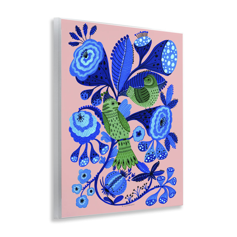 Plaque murale «Folk Style Birds in Nature» par Kay Widdowson
