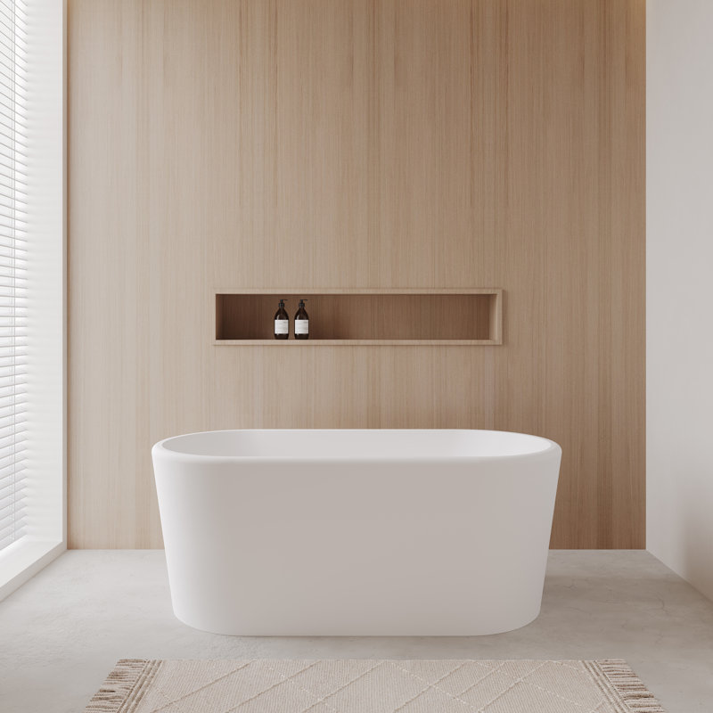 Ursula 59'' x 27.5'' Soaking Acrylic Bathtub, Matte White/Polished Chrome