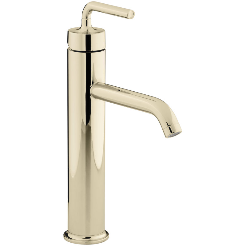 Purist Vessel Sink Bathroom Faucet with Drain Assembly, Vibrant French Gold
