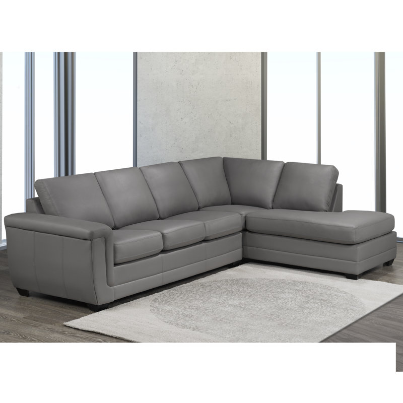 Upholstered L-Shaped Sectional Right Hand Facing, Gray 100% Polyester