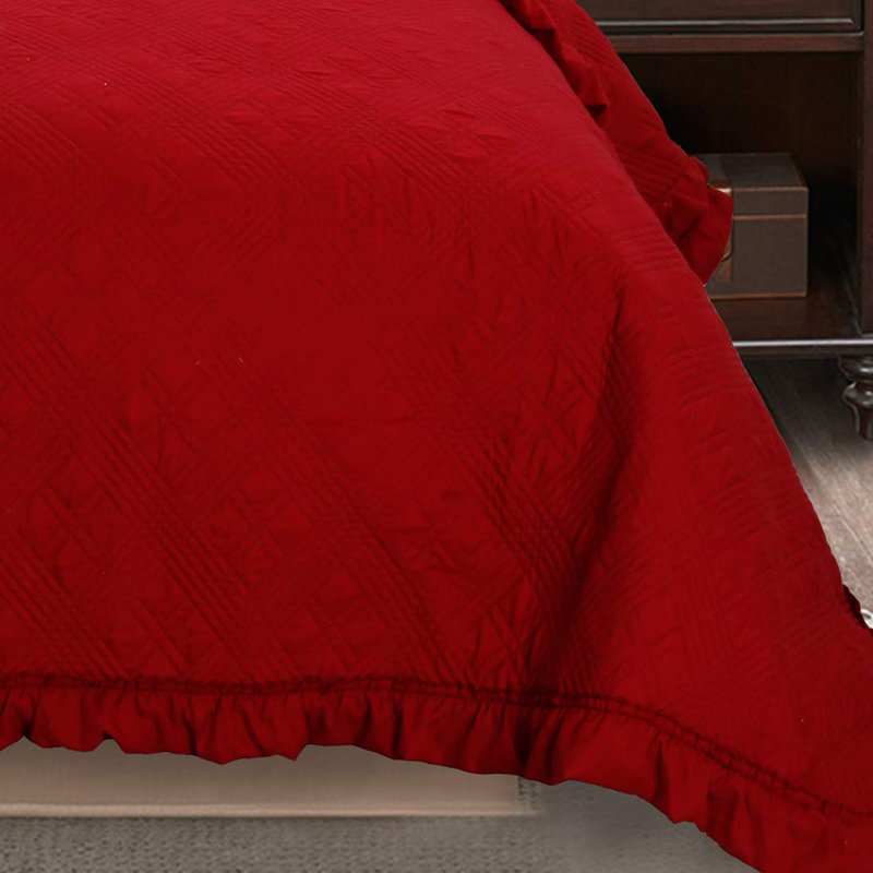 Modern & Contemporary Polyester Quilt, Red, Single Quilt + 1 Standard Sham