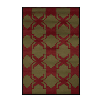 Machine Washable Trellis Red Area Rug