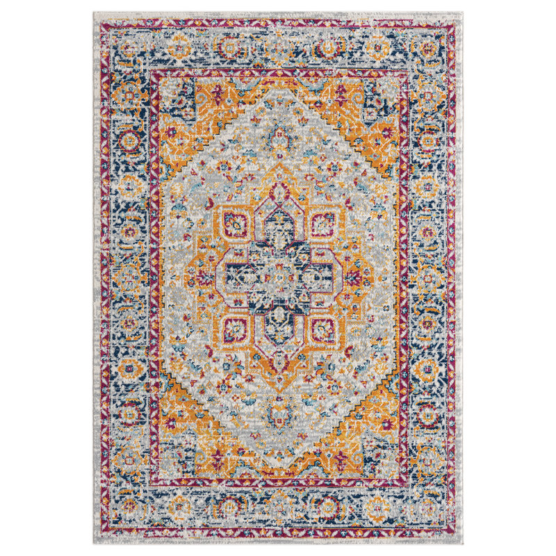 Athena Modern Living Room Area Rug – Cut Pile Weaving - Jute Backing- Floral - Traditional Design Low Pile Rug, Multi Coloured,