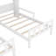 Lit plateforme simple double avec tête de lit en forme de maison et table de chevet intégrée, blanc