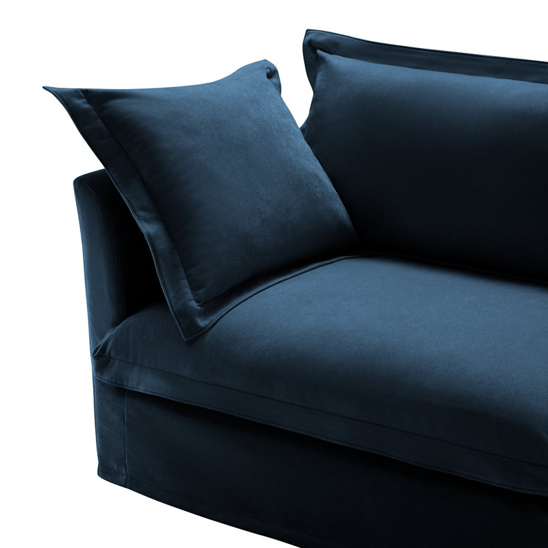 Fauteuil avec siège spacieux et coussins moelleux, chenille bleue, siège en chenille confortable et grand dossier