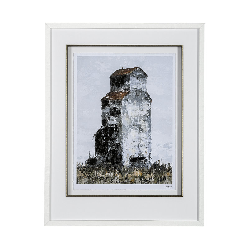 Abandonné Grain Elevator, reproduction d'art encadrée à la main avec passe-partout, Élévateur à grain abandonné I