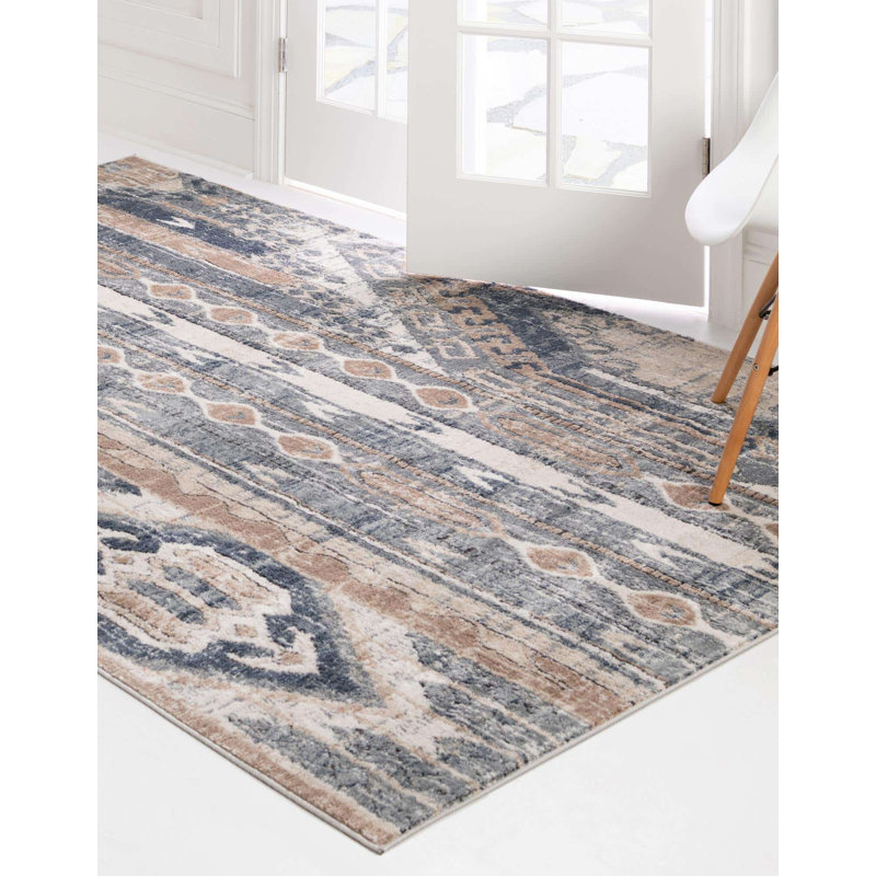 Tapis bleu marine / ivoire Josephus, Rectangle 5 pi 3 po x 8 pi