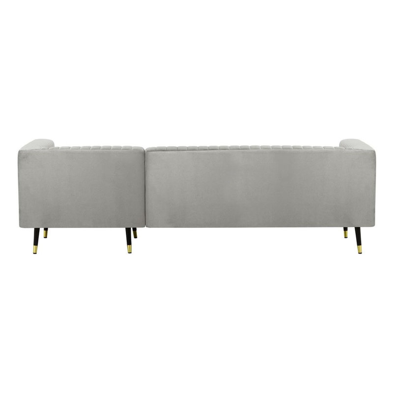 Monaville 4 Seater Velvet Sofa & Chaise, Right Hand Facing, Grey