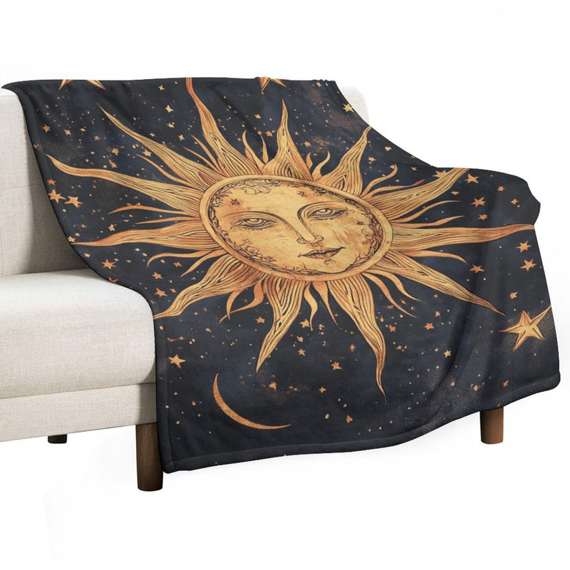 Jeté céleste céleste en flanelle de luxe parmi les étoiles et la lune, 60x80in