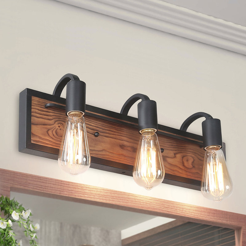 Éclairage pour meuble-lavabo en bois à intensité variable Carlile, 3 lumières