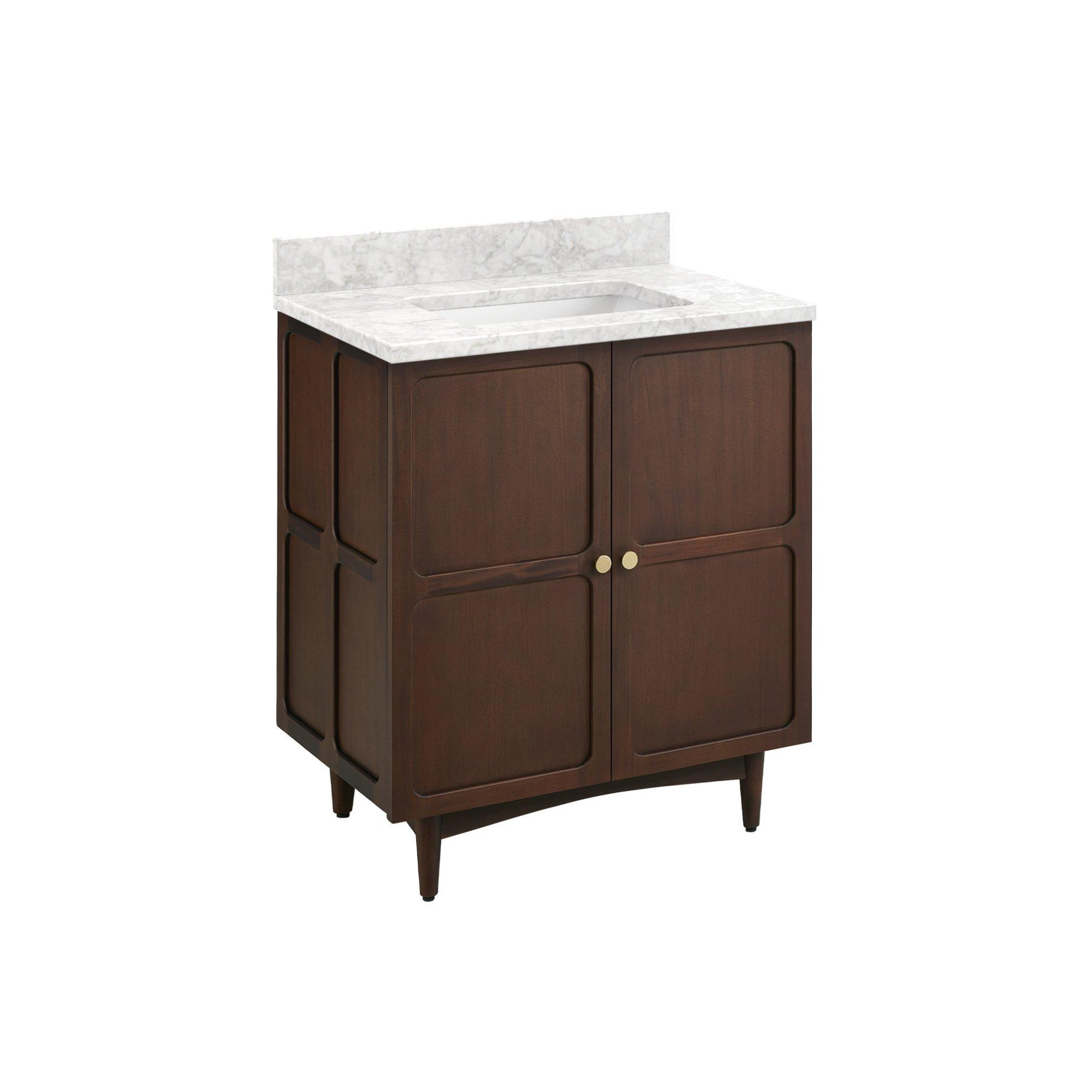 Delavan 30" Single Bathroom Vanity, Rectangular , Carrara Marble, No Faucet Hole