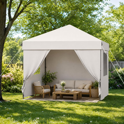 Tente à auvent pliante avec 4 parois latérales 3M x 3M - Pavillon de jardin extérieur en tissu 210D Oxford